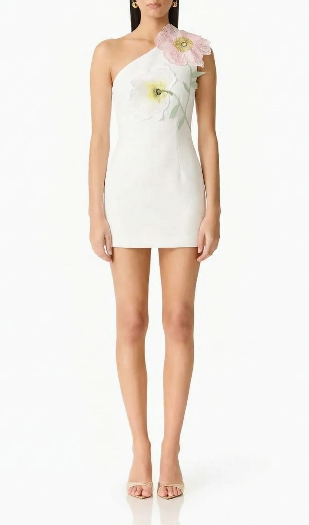Kemi Yellow Floral One-Shoulder Mini Dress | Elegant Party & Cocktail