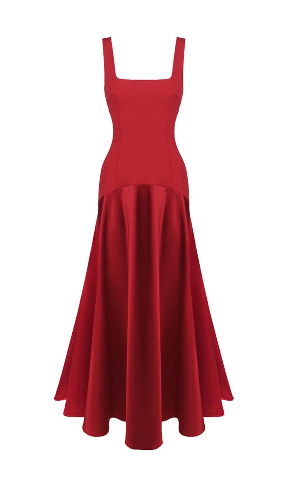 Kalista Red Square Neck Maxi Gown | Statement Evening Dress