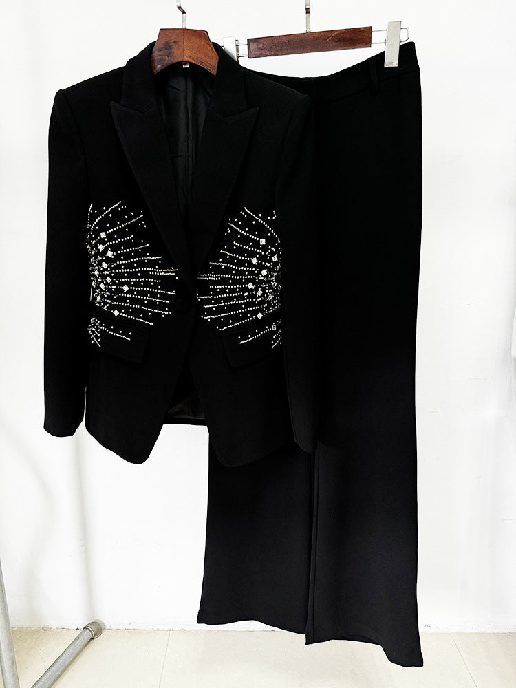Clarice Black Crystal Blazer Set