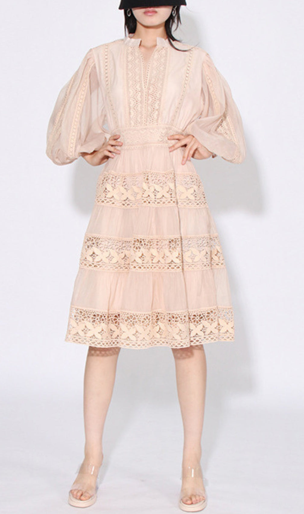 Astrea Puff Sleeve Embroidery Mini Dress