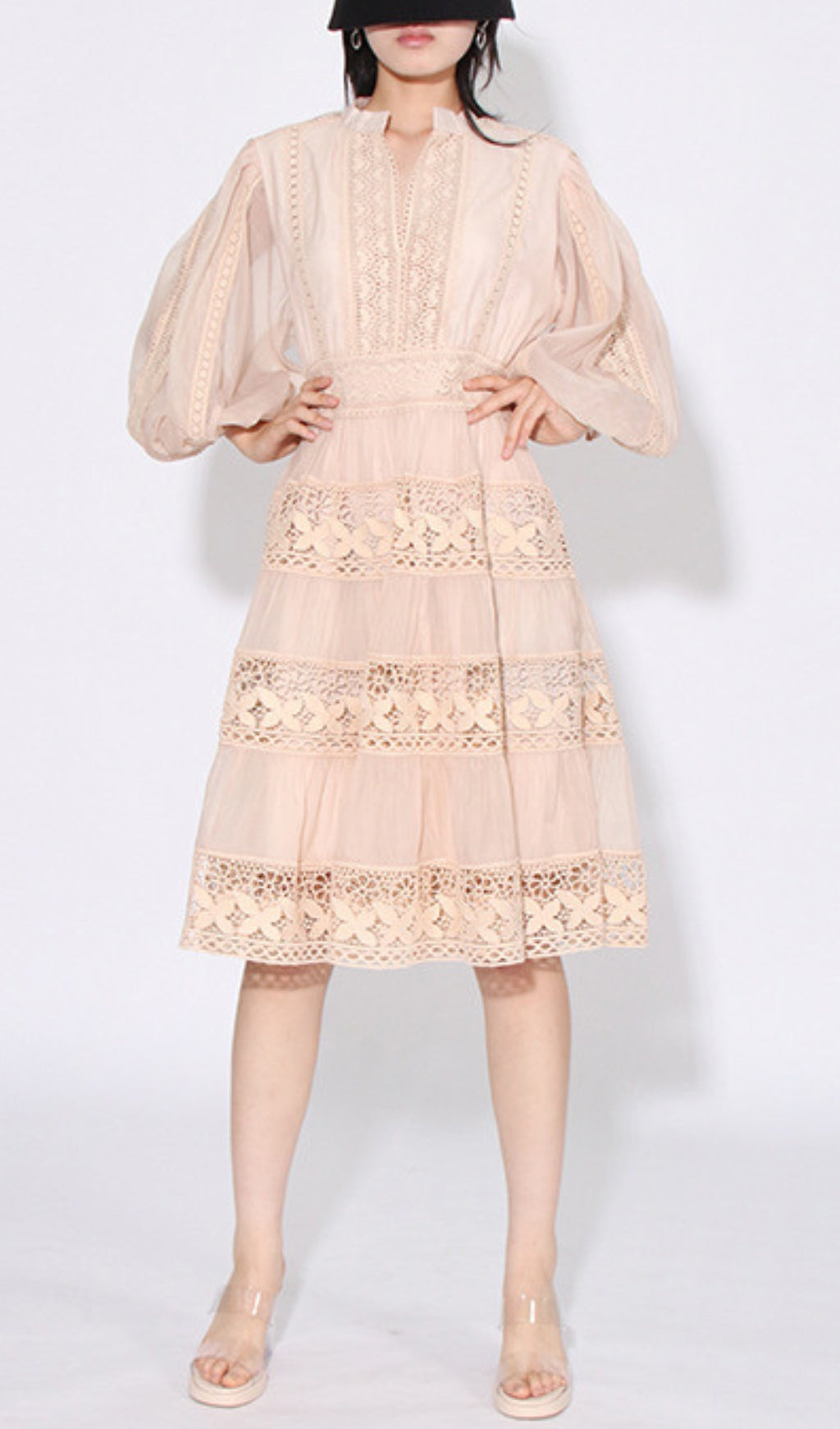 Astrea Puff Sleeve Embroidery Mini Dress