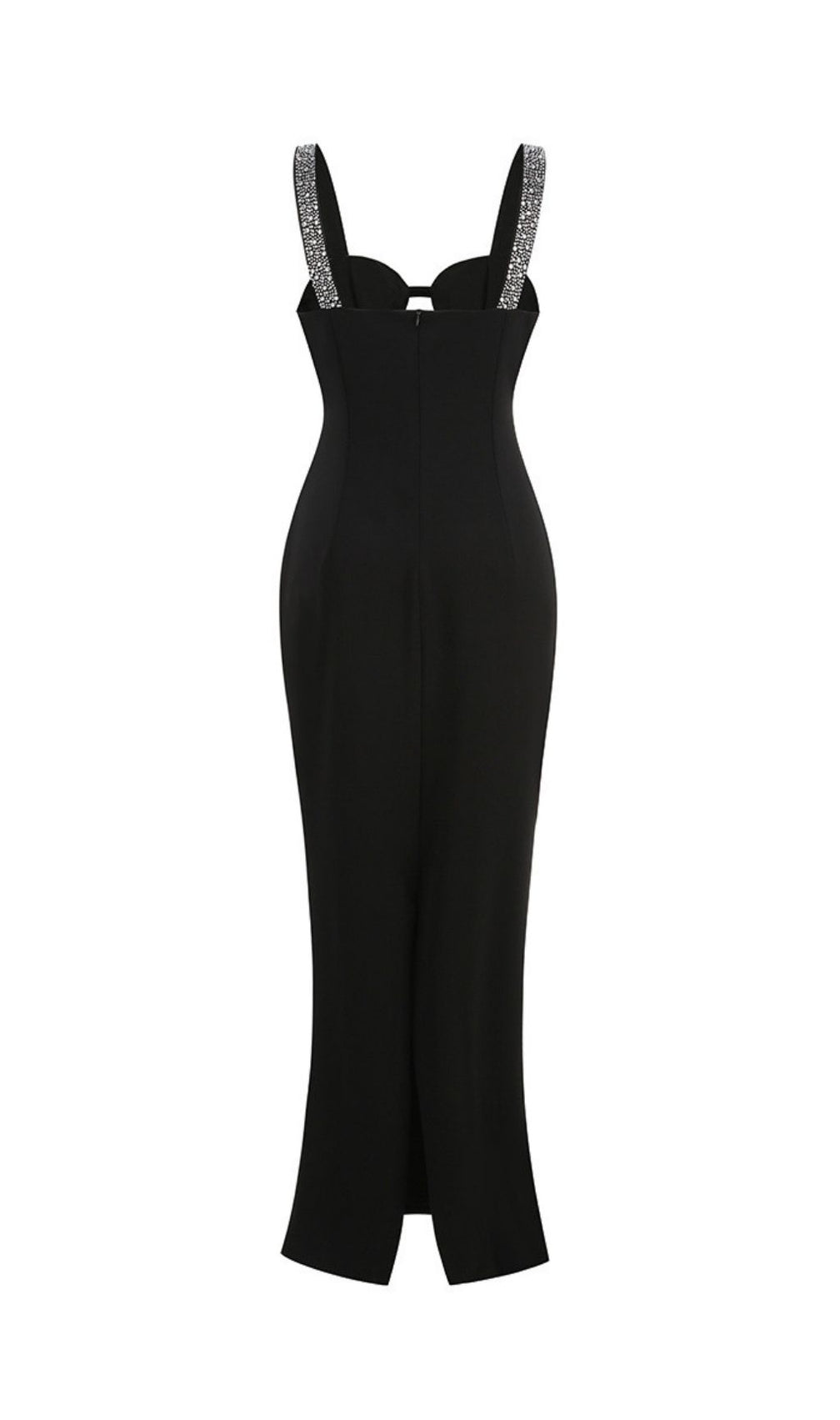Kendall Black Diamante Strappy Maxi Gown - Glamorous Embellished Evening Dress
