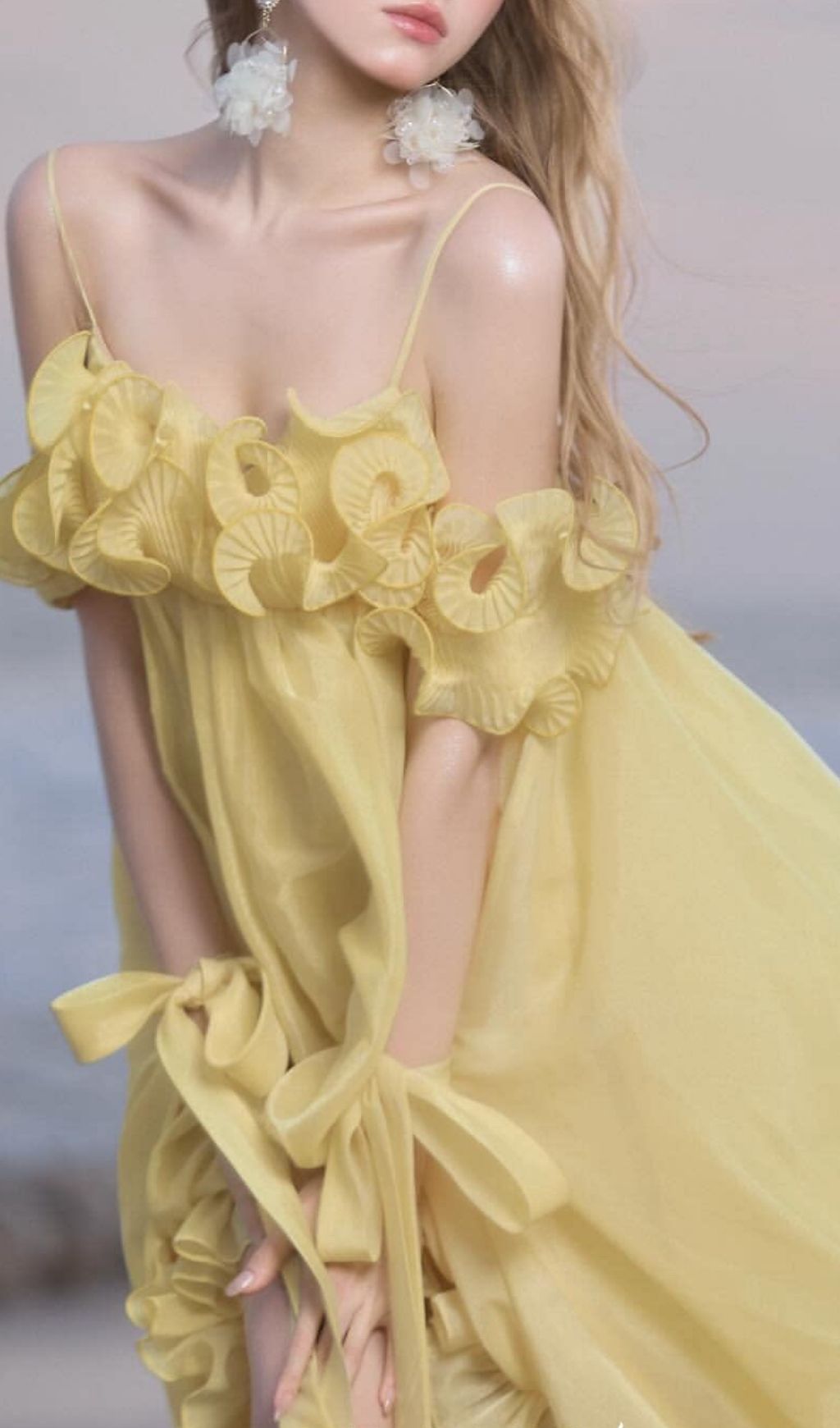 Kelis Ethereal Yellow Off-Shoulder Ruffle Maxi Dress | Dreamy Beach & Party Gown