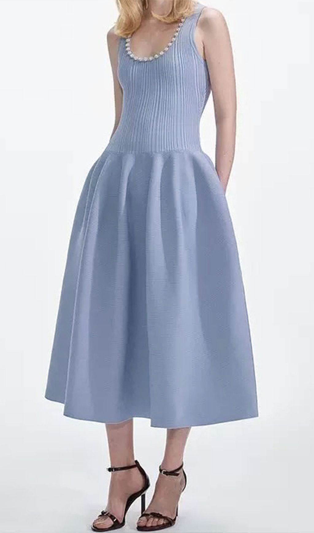 Faustine Knit Diamond Sleeveless Midi Dress