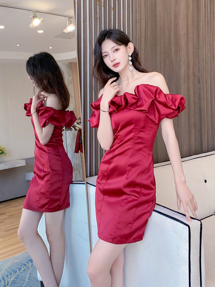 Elegant White Ruffled Off-Shoulder Satin Mini Dress - Chic Cocktail & Party Ready
