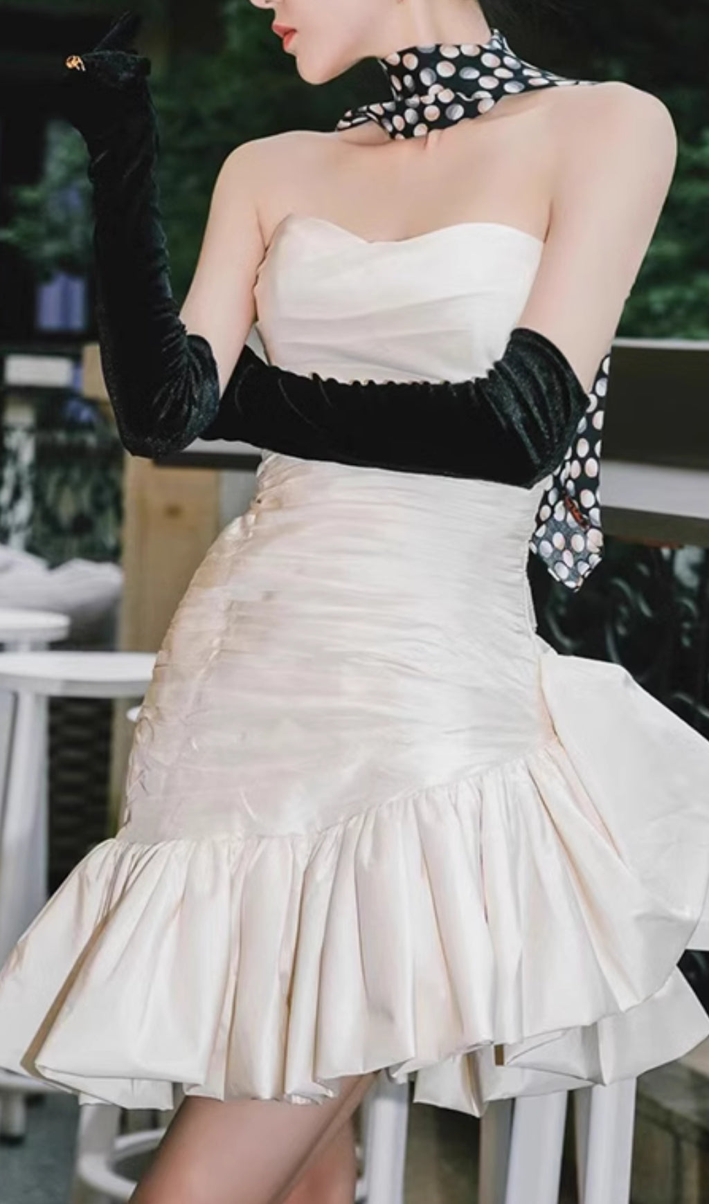 Colina White Puff Sleeve Ruched Mini Dress