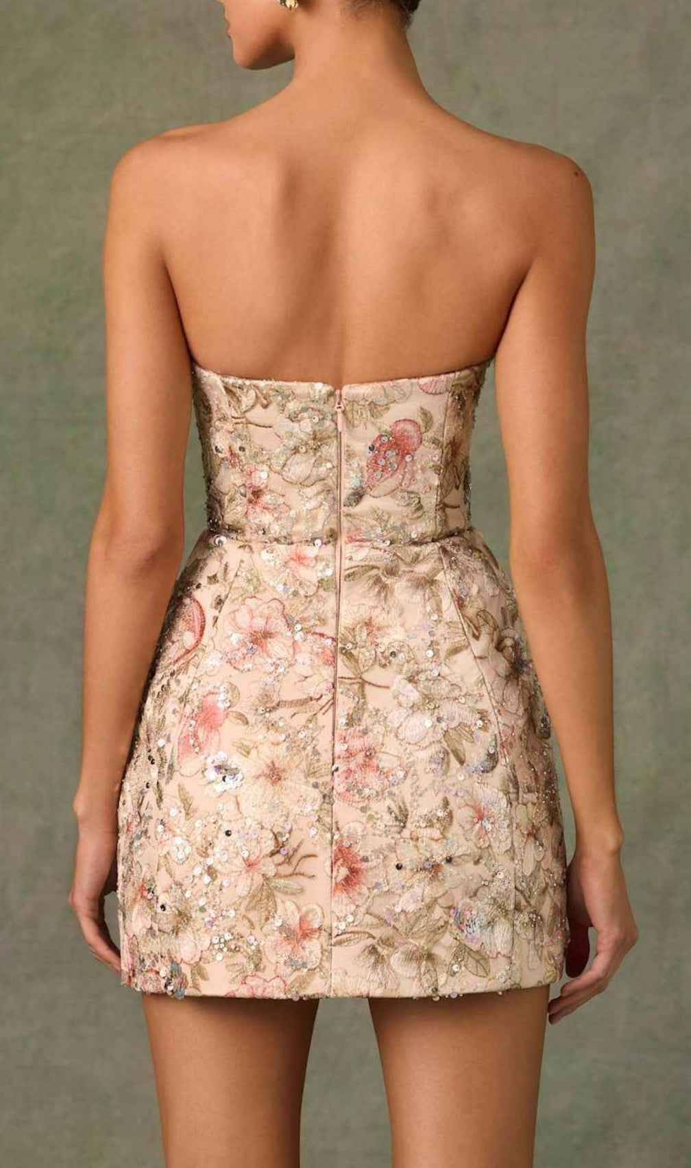 Kris Strapless Flower Sequin Mini Dress
