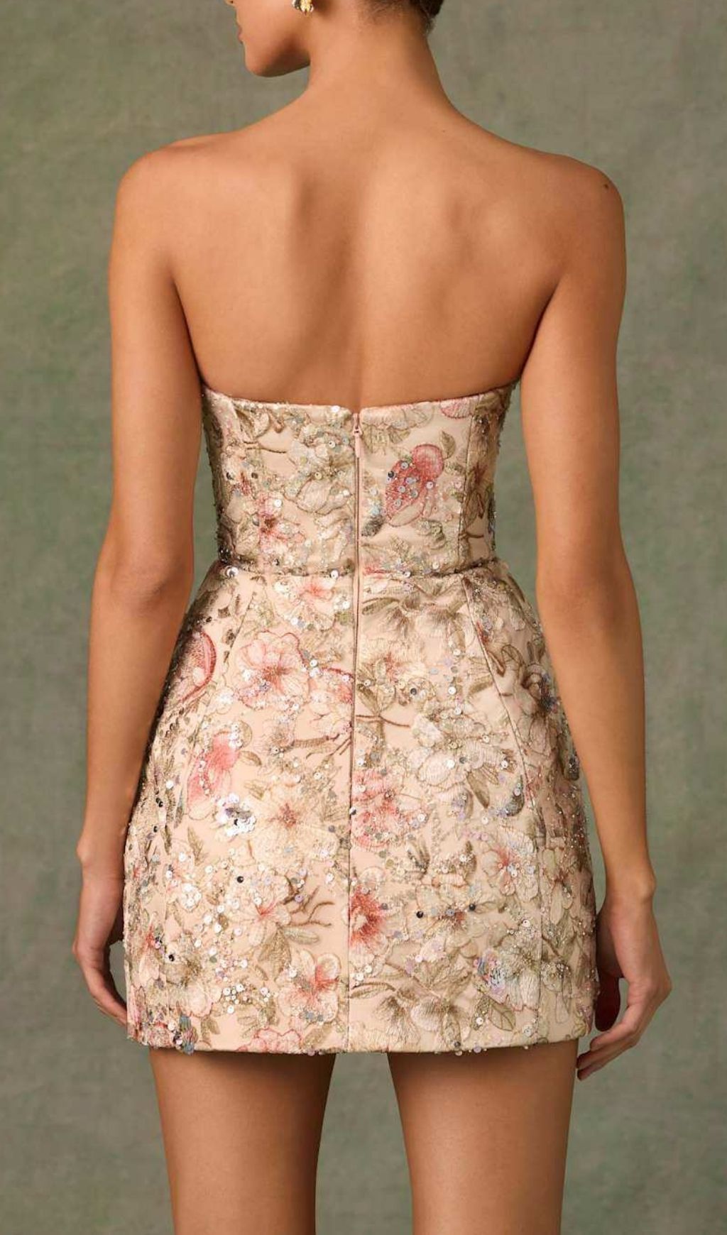 Kris Strapless Flower Sequin Mini Dress