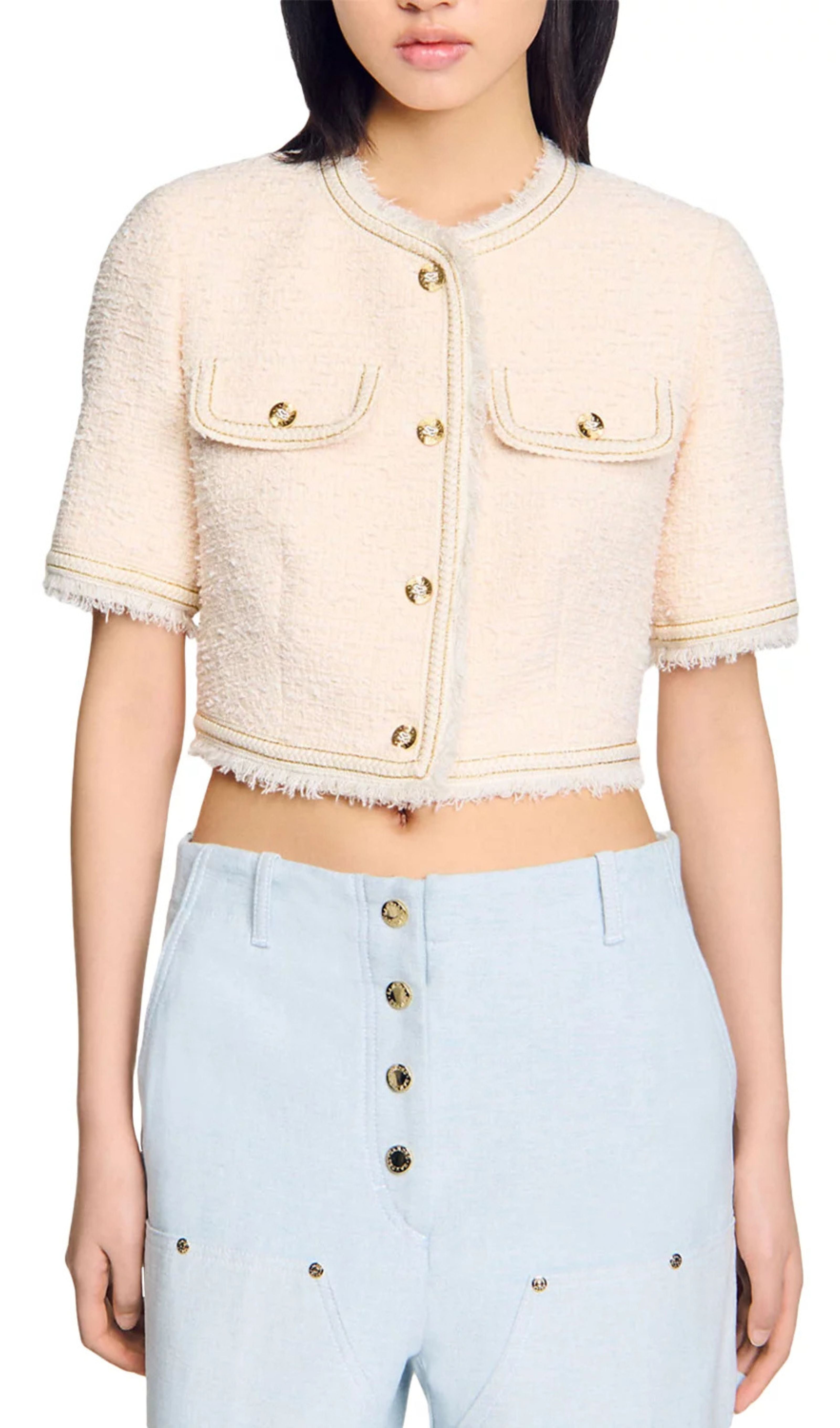 Short Sleeve Tweed Jacket