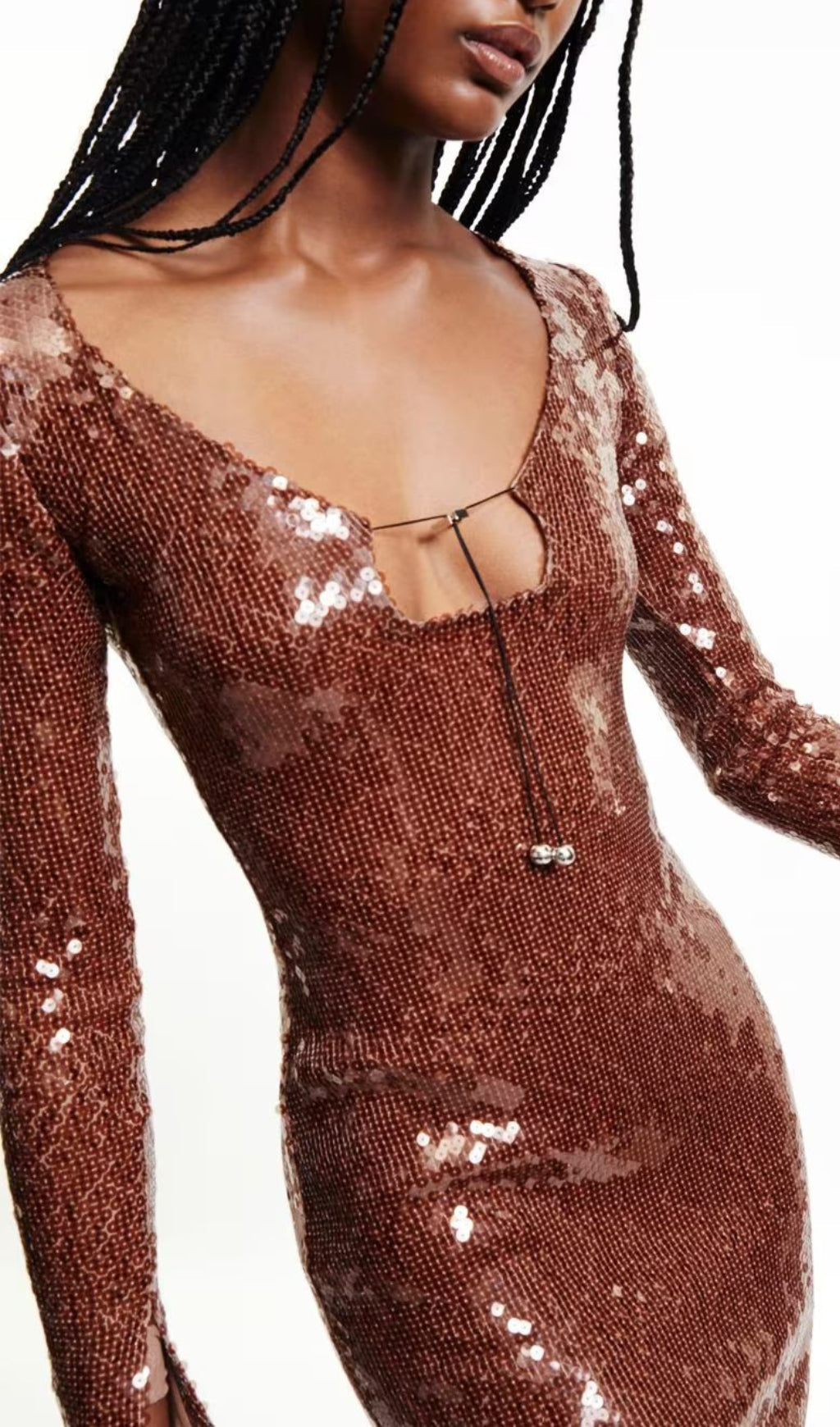 Ardelle Brown Sequin Maxi Dress