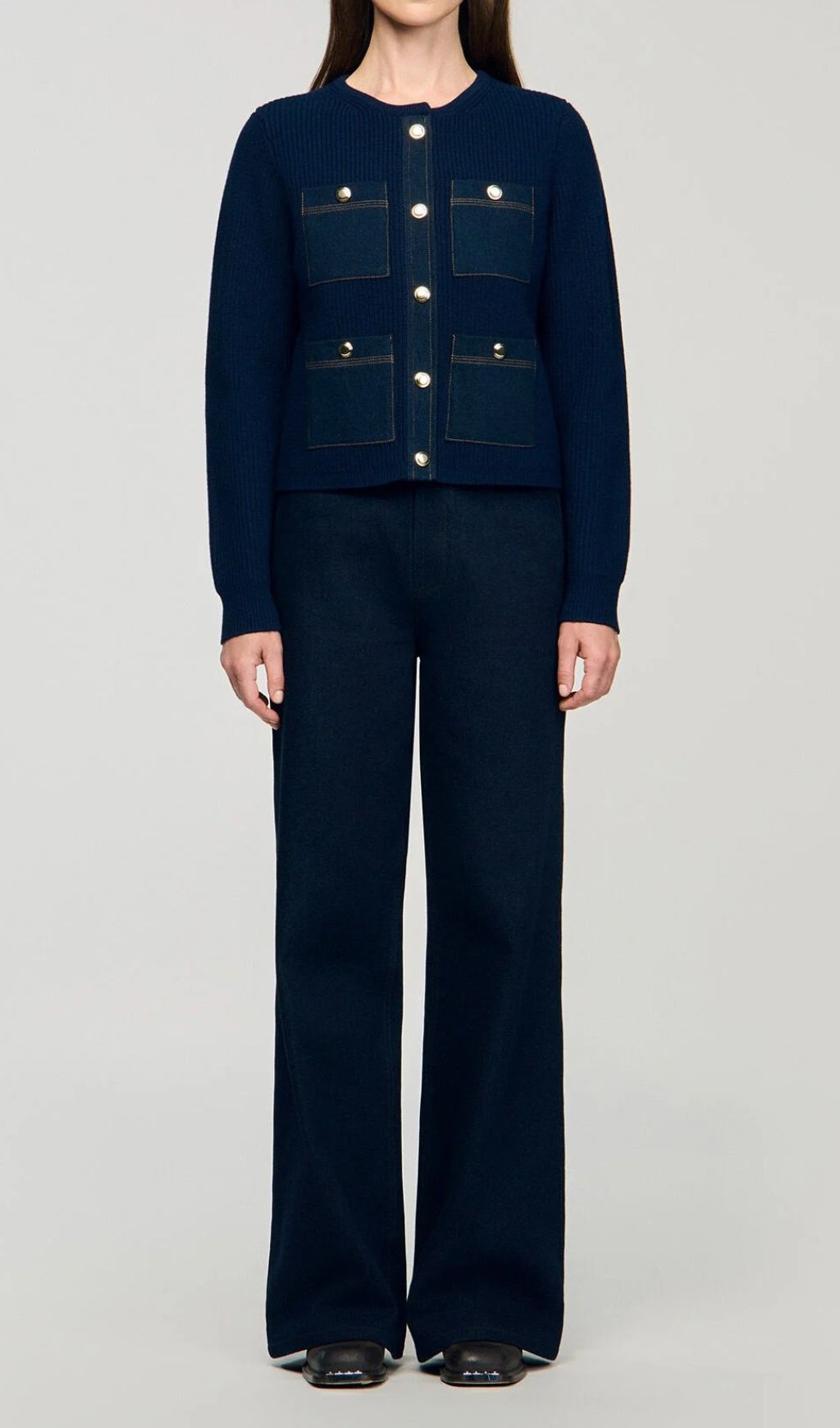 Hedvig Denim Detail Knit Cardigan