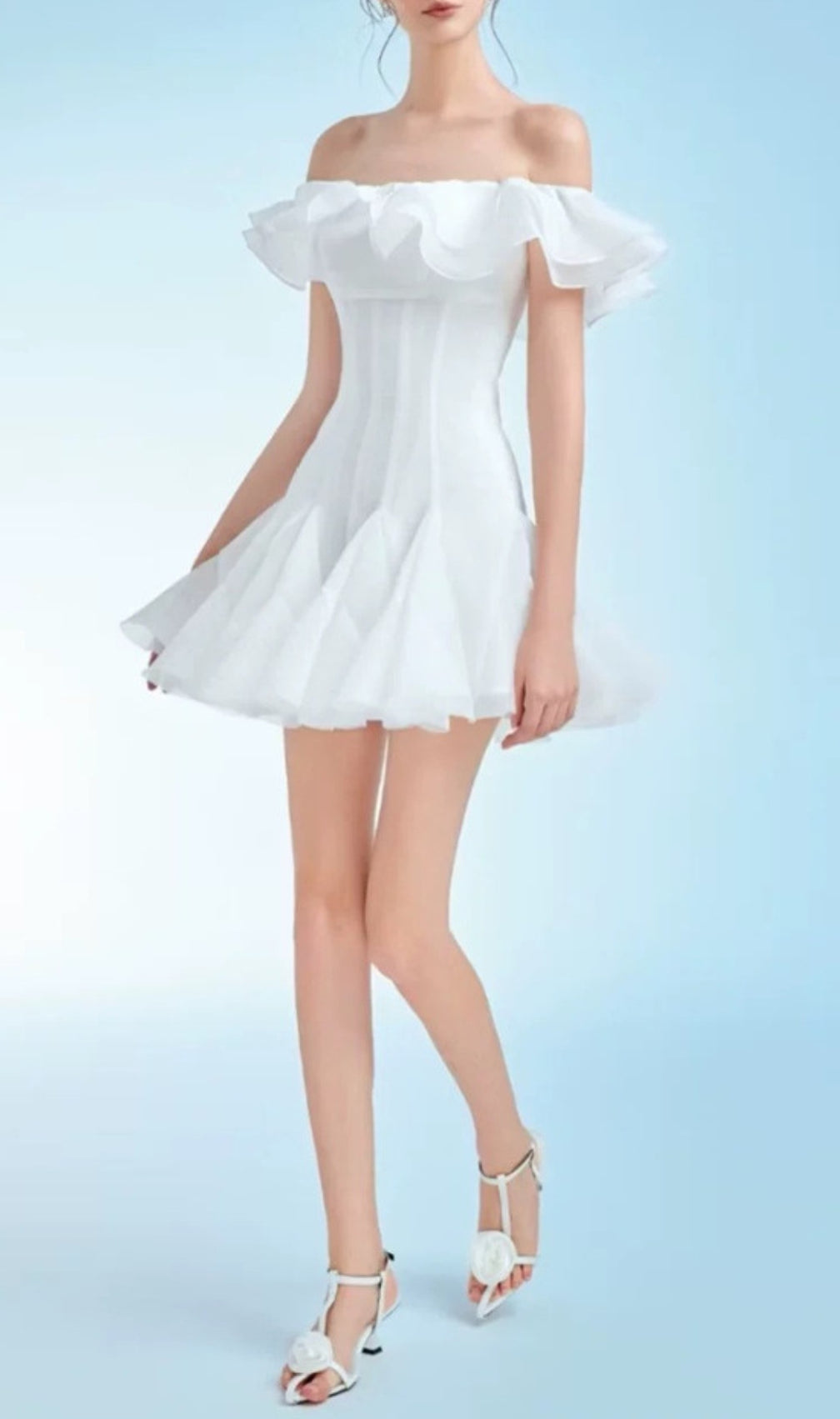 Dotty Ruffle Off-Shoulder Mini Dress