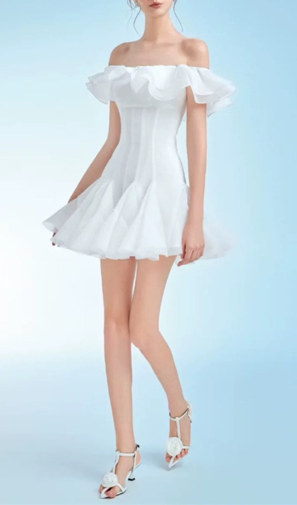 Dotty Ruffle Off-Shoulder Mini Dress