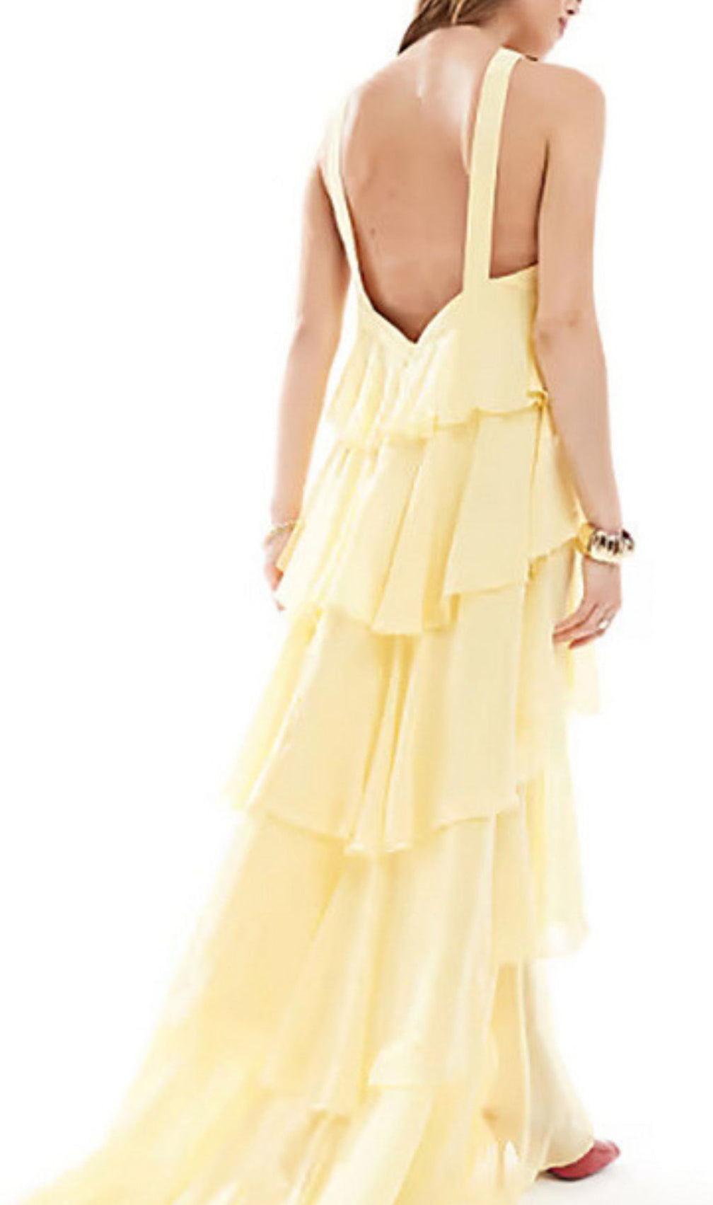 Falala Yellow Flower Halter Layered Maxi Dress
