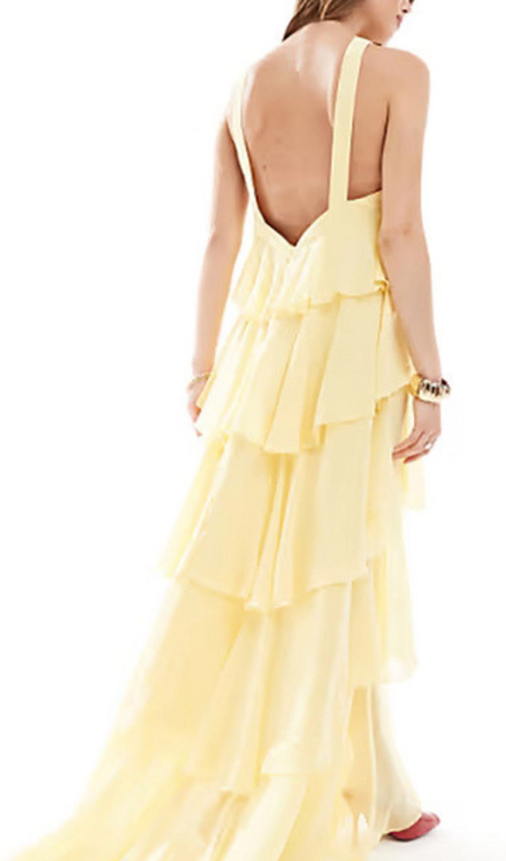 Falala Yellow Flower Halter Layered Maxi Dress