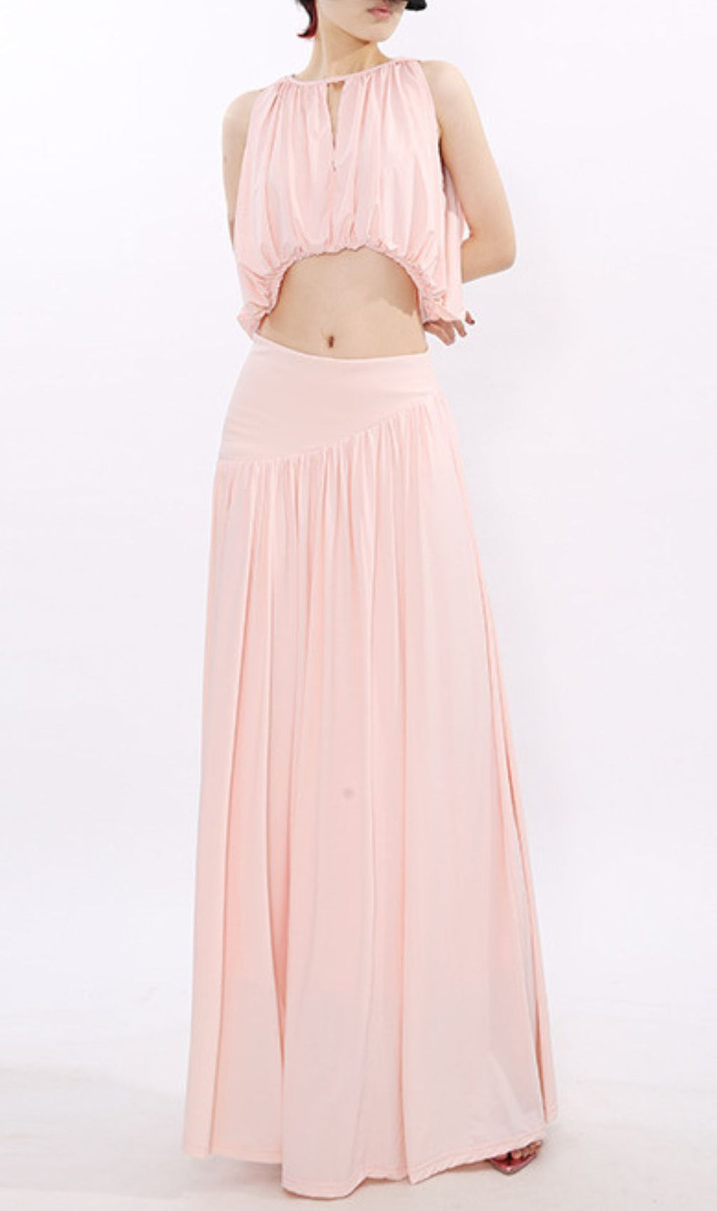 Jennyl Effortless Chic Blush Pink Crop Top & Maxi Skirt Set | Two-Piece Outfit
