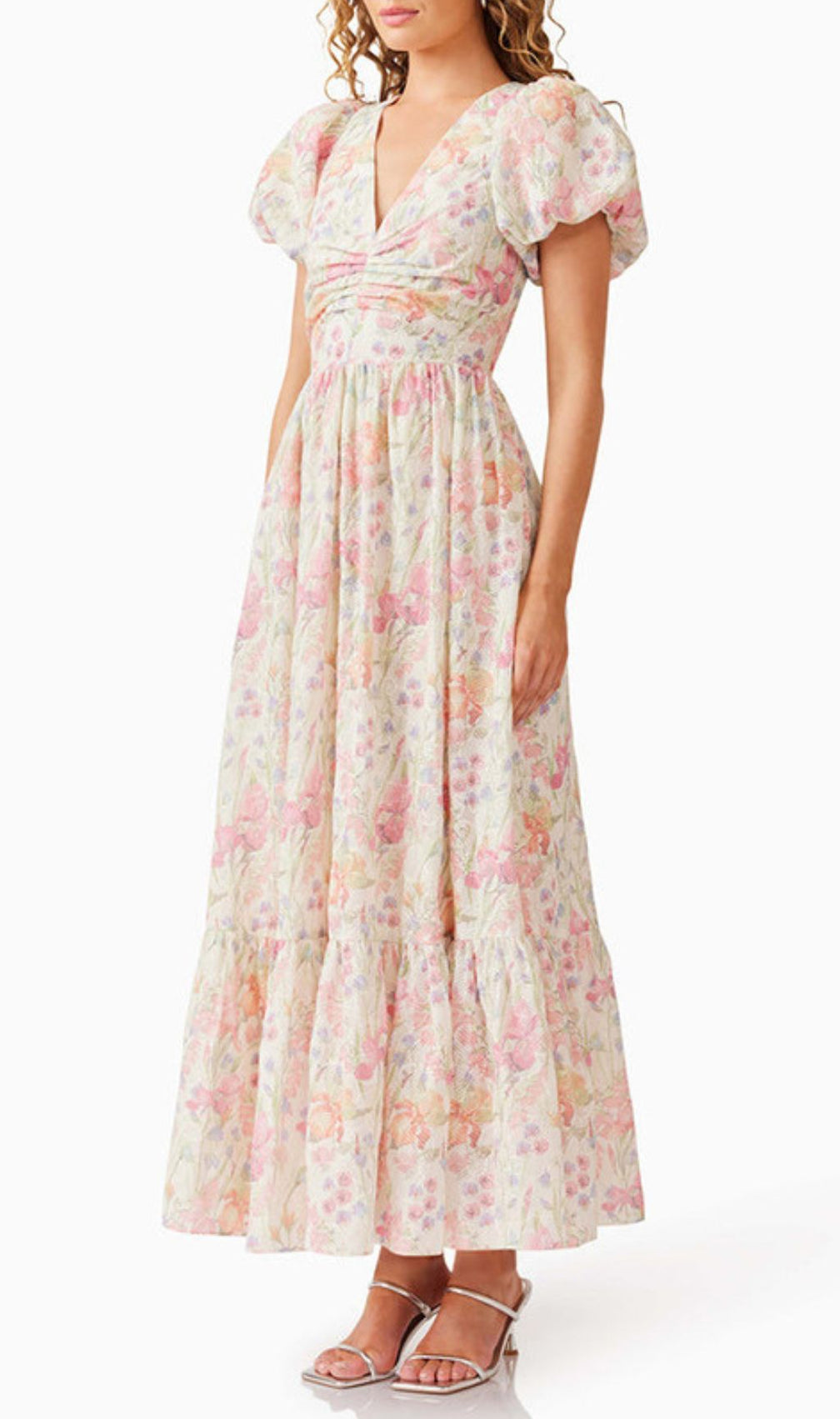 Gizela Floral Puff-Sleeve Maxi Dress