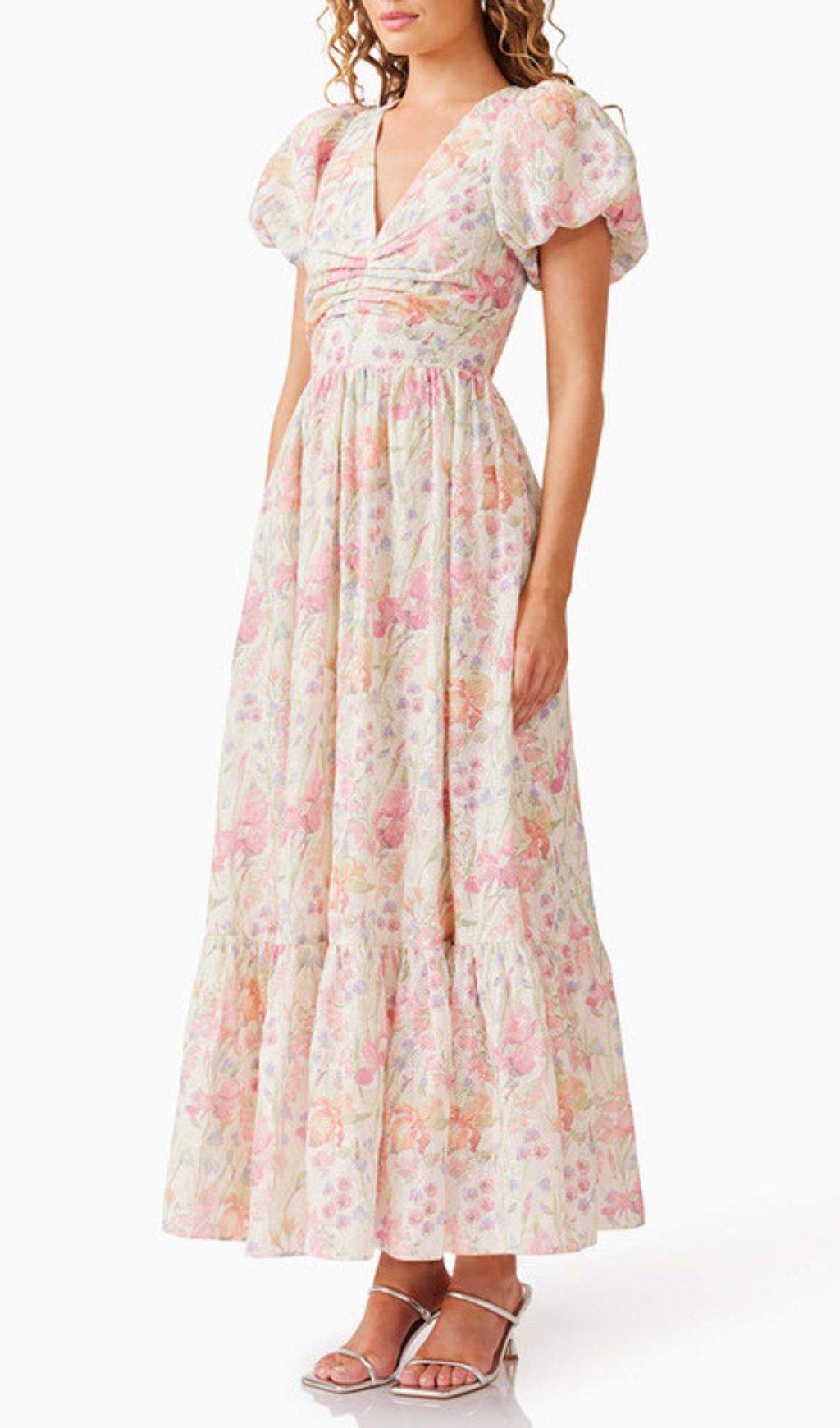 Gizela Floral Puff-Sleeve Maxi Dress