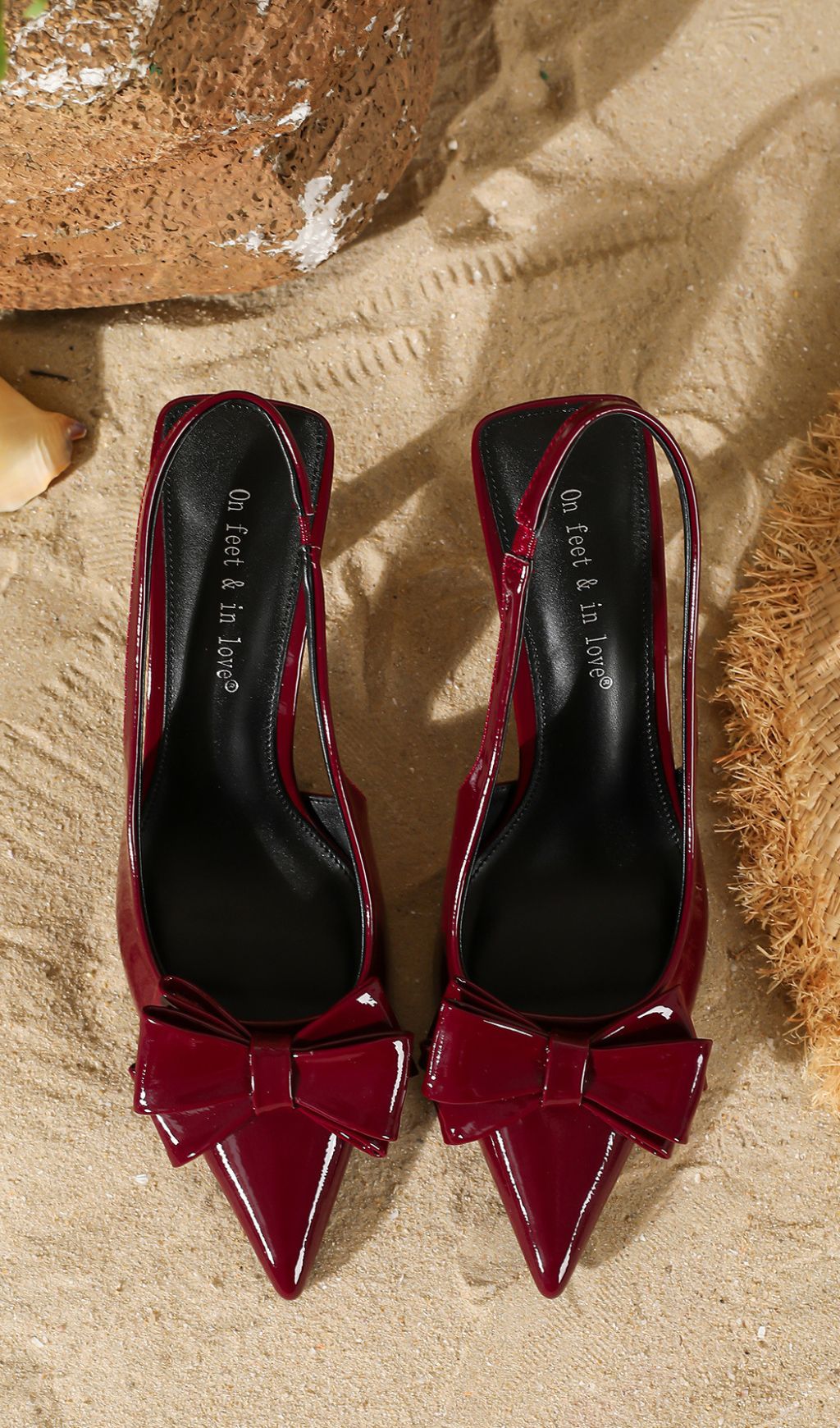 Hakim Red Patent Bow Slingback Heels | Chic Stilettos