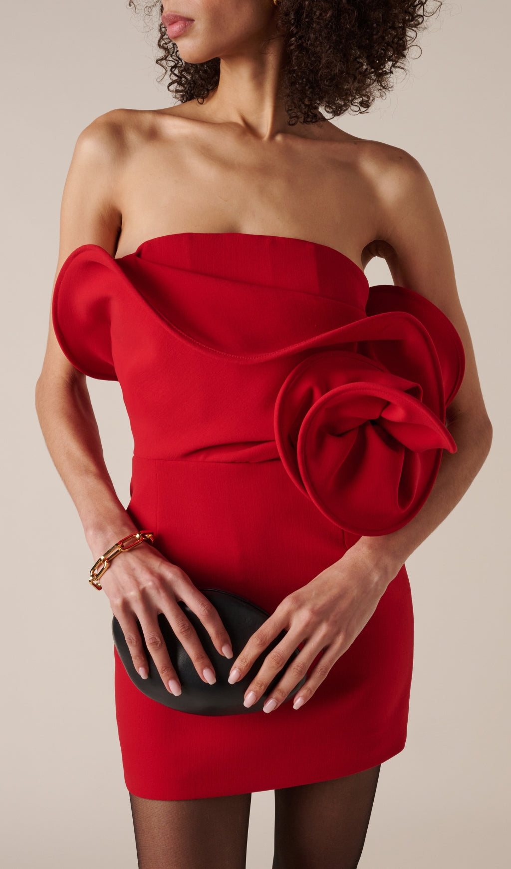 Cascada Red Strapless Flower Mini Dress