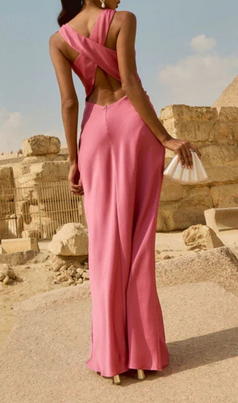 Lahayla Pink Backless Maxi Dress