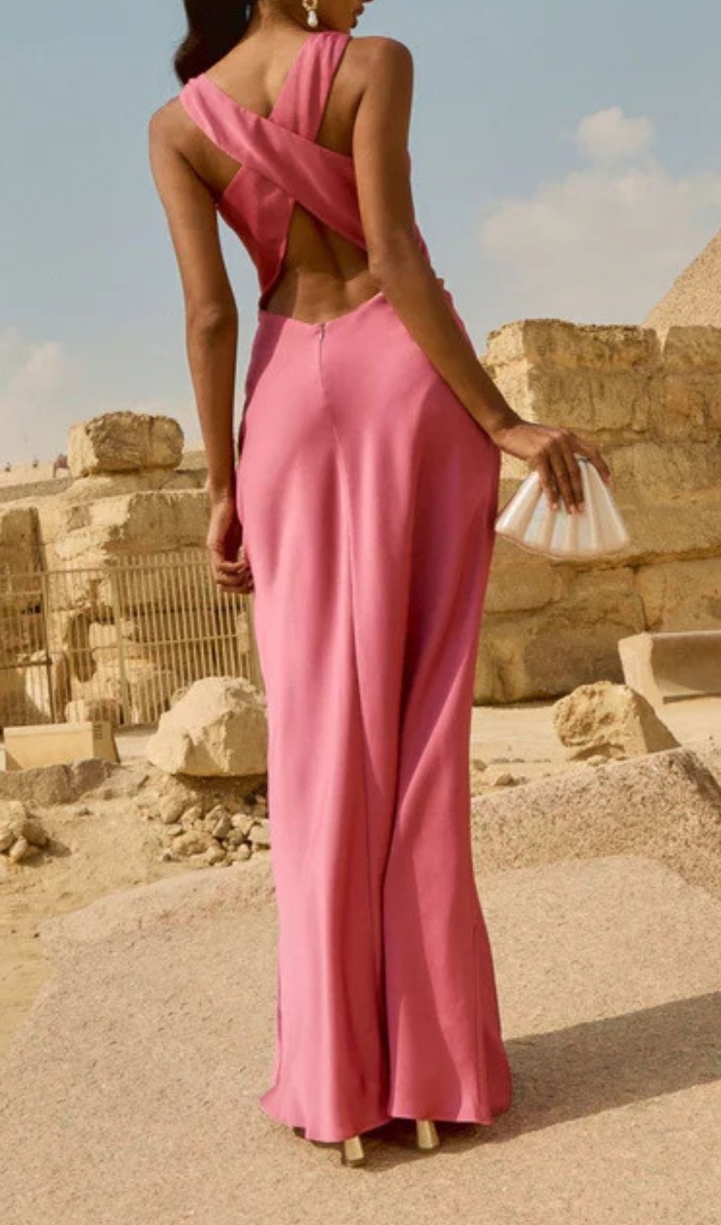 Lahayla Pink Backless Maxi Dress
