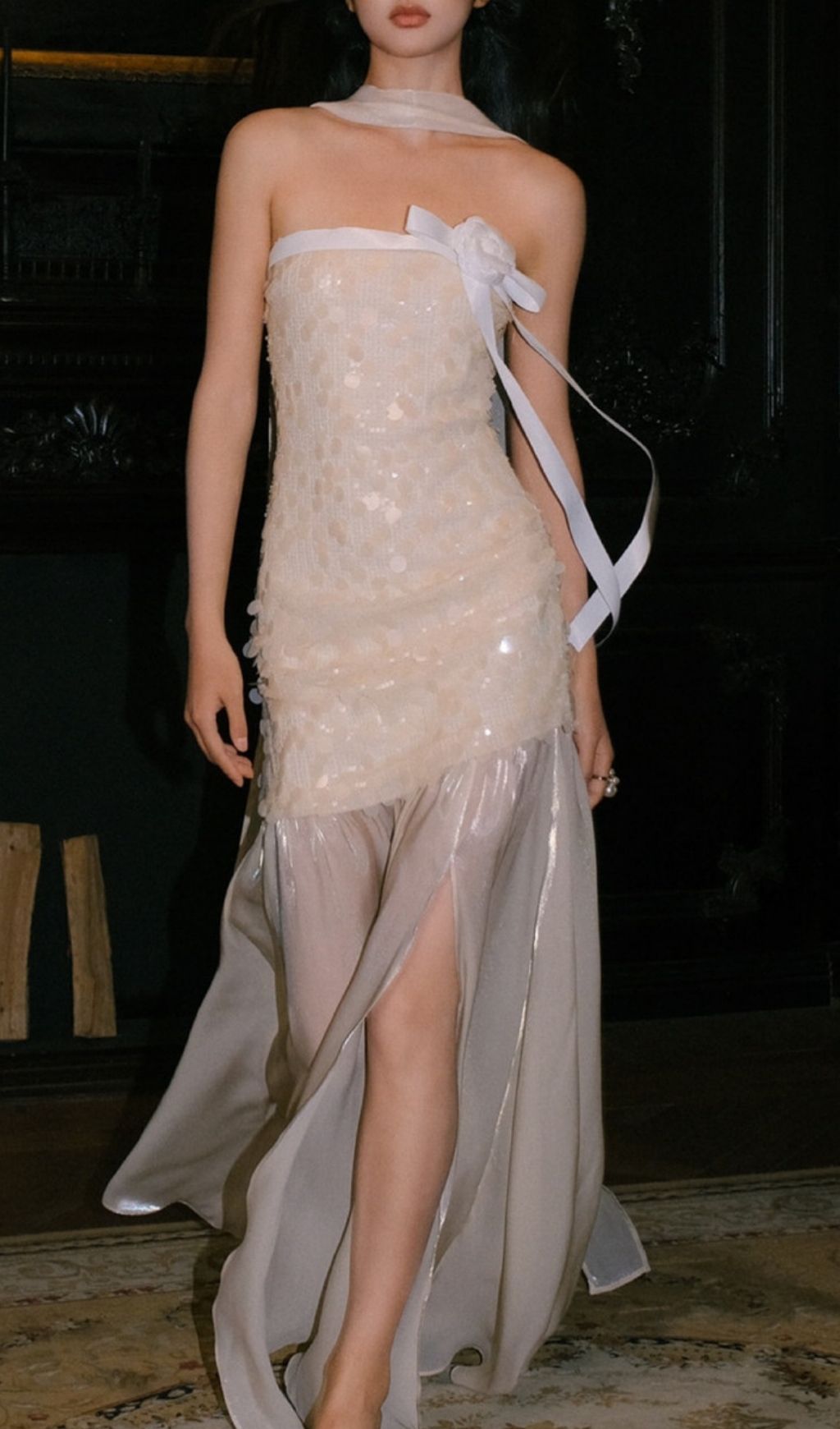 Kaori Dazzling Sequin Strapless Maxi Gown - Elegant Evening & Prom Dress