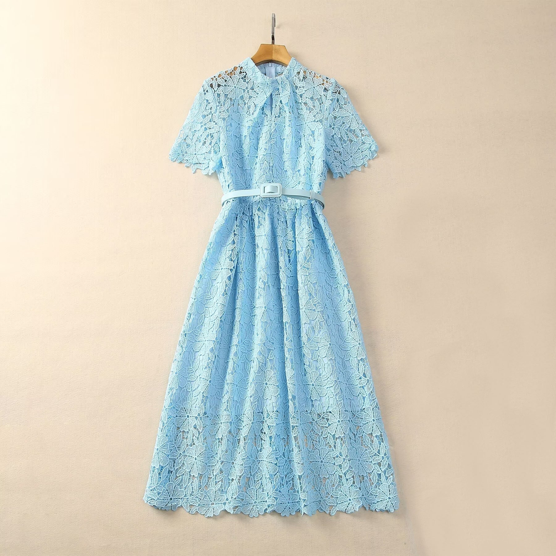 Ariah Blue Lace A Line Midi Dress