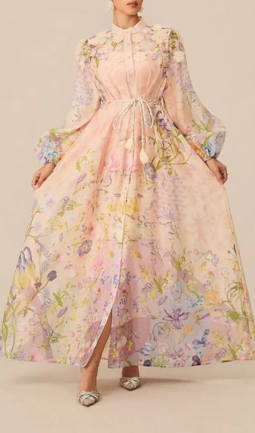 Kate Floral Print Tie Waist Maxi Dress