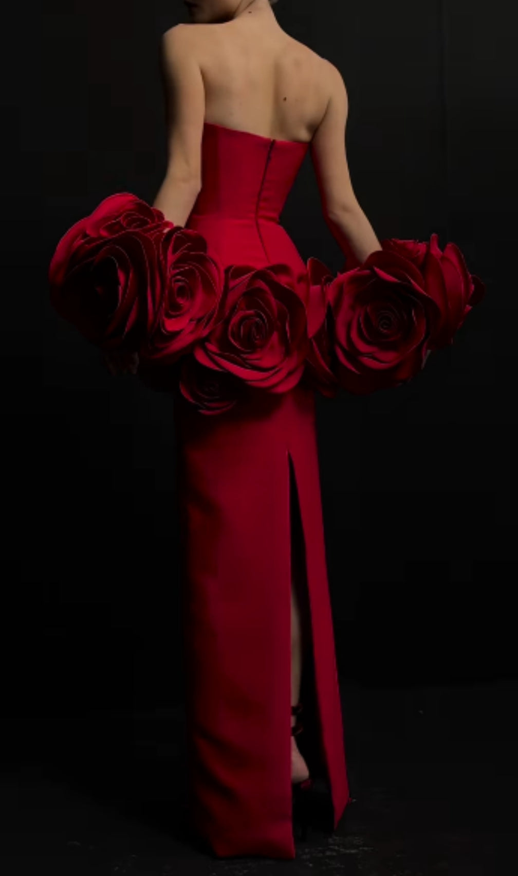 Domino Strapless Flower Bandage Maxi Dress