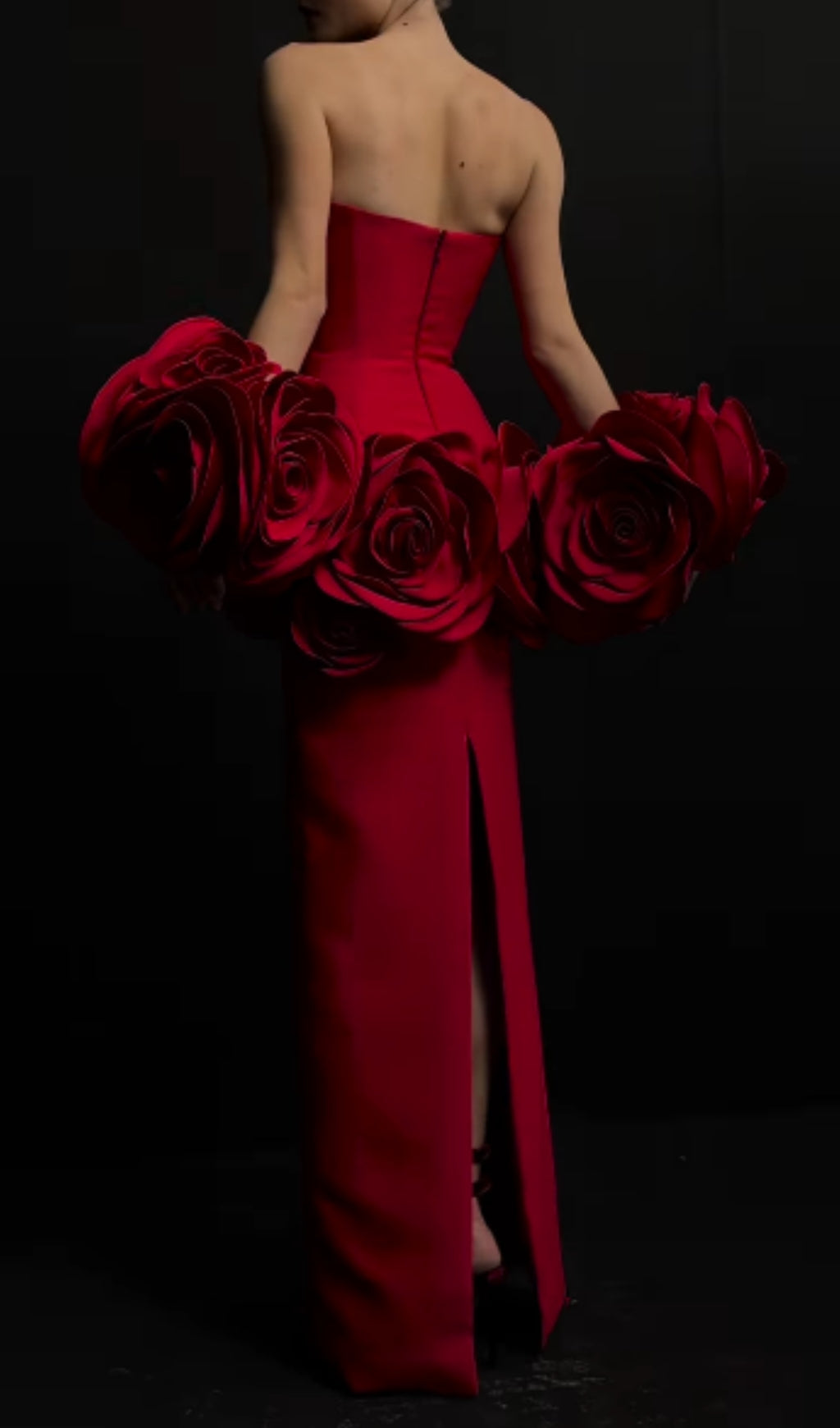 Domino Strapless Flower Bandage Maxi Dress