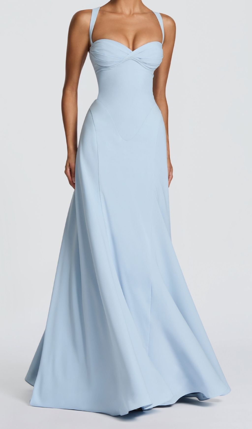 Khloe Blue Halter Maxi Dress | Elegant Strappy Evening Gown