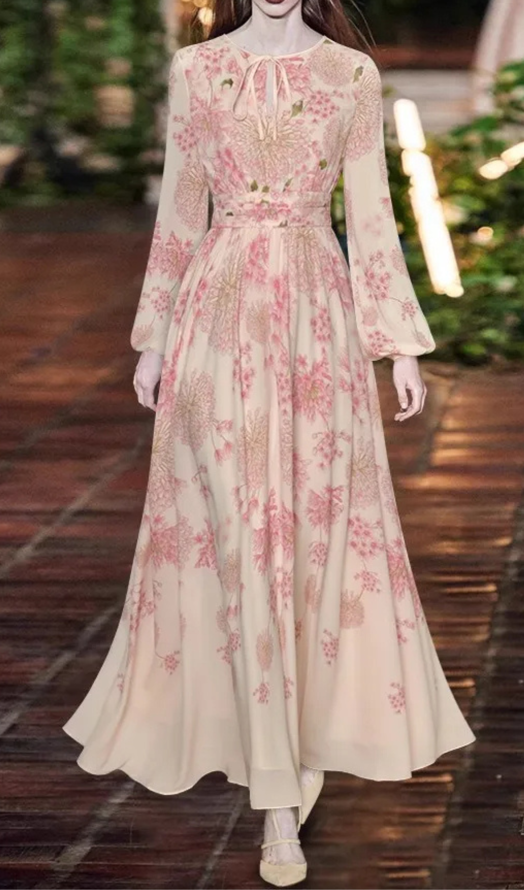 Anjanette Lace-Up Printed Maxi Dress