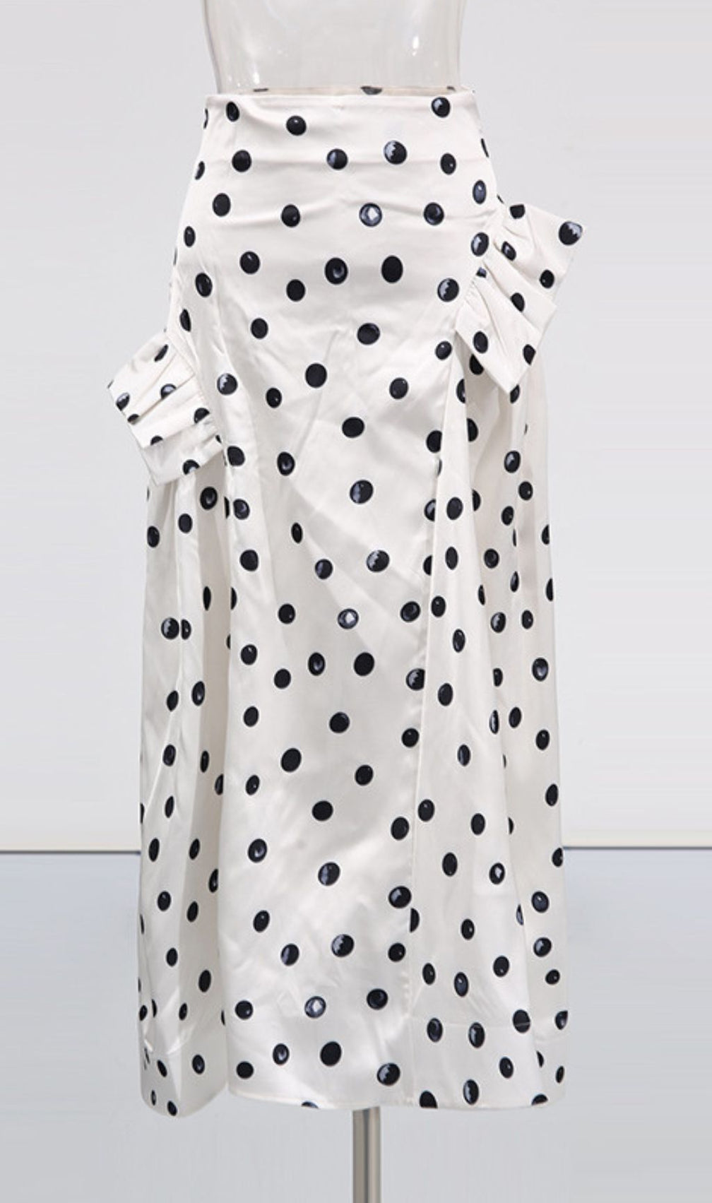 Iwan Chic Polka Dot Ruffle Midi Skirt - Women's Versatile Fashion