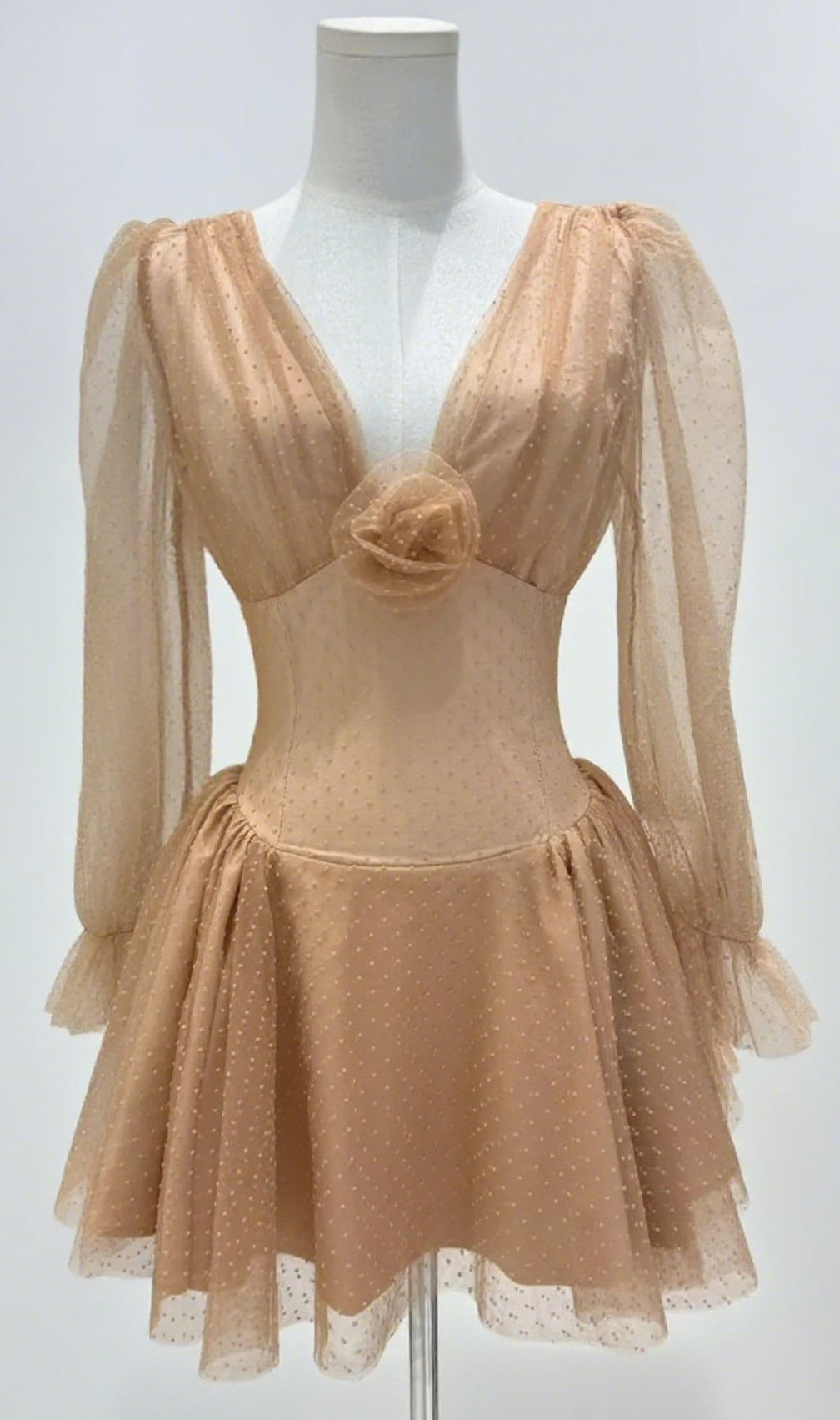 Honor 3D Flower Long Sleeve Mini Dress