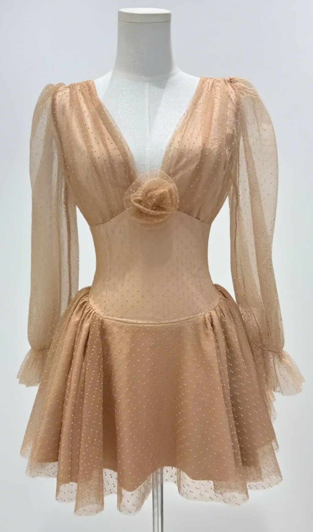 Honor 3D Flower Long Sleeve Mini Dress