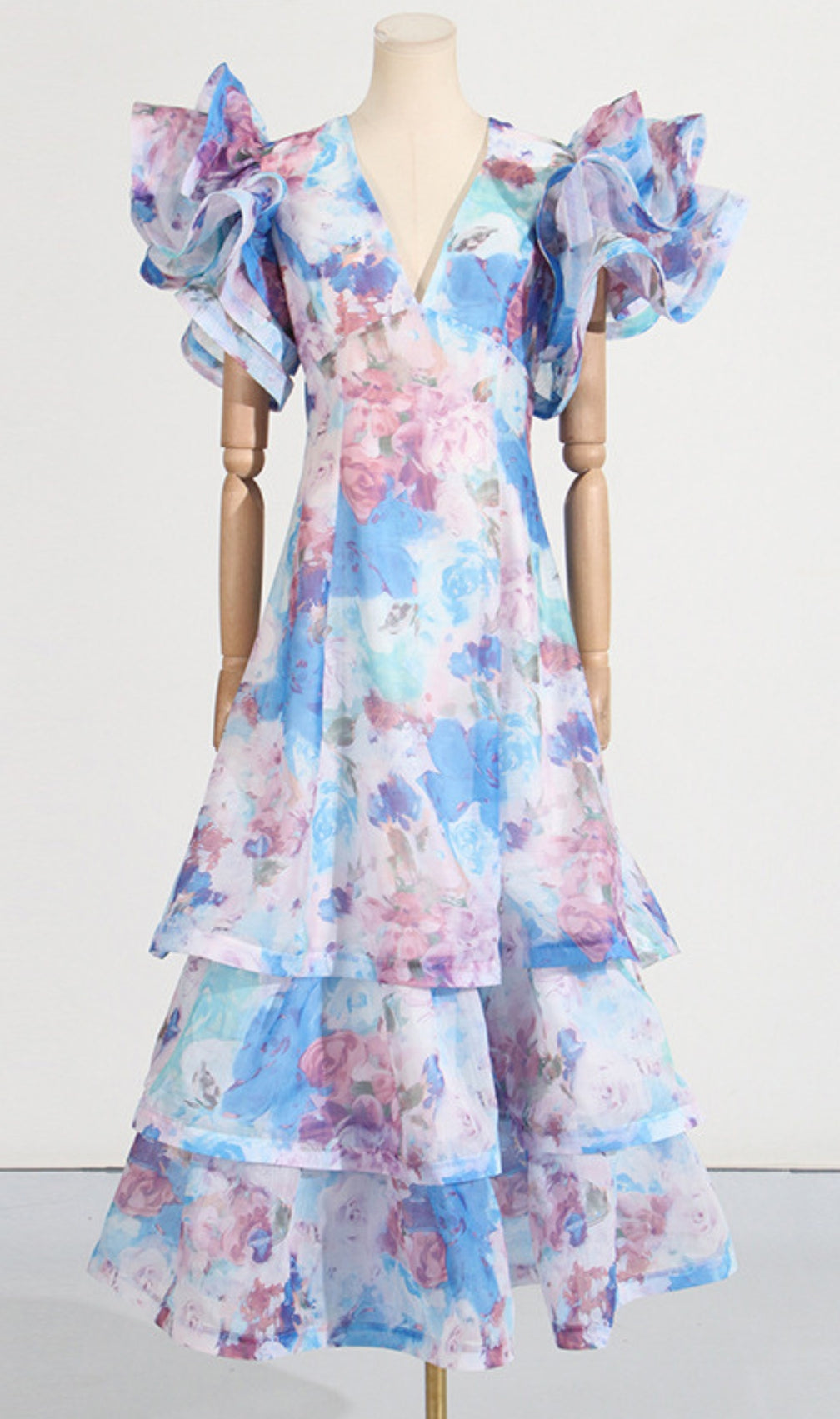 Élodie Floral-Print Ruffled Gown