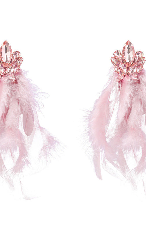 Rhinestone Feather Earrings