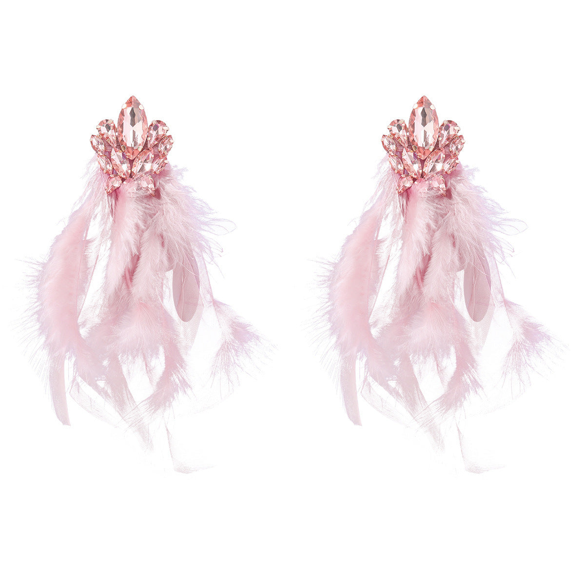 Rhinestone Feather Earrings