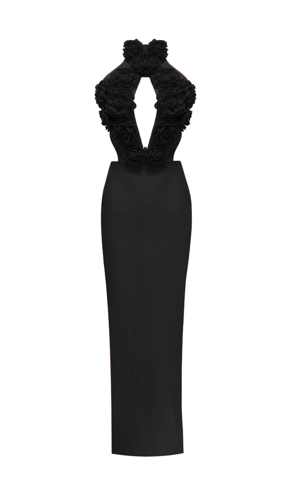 Black Halter Floral Maxi Dress