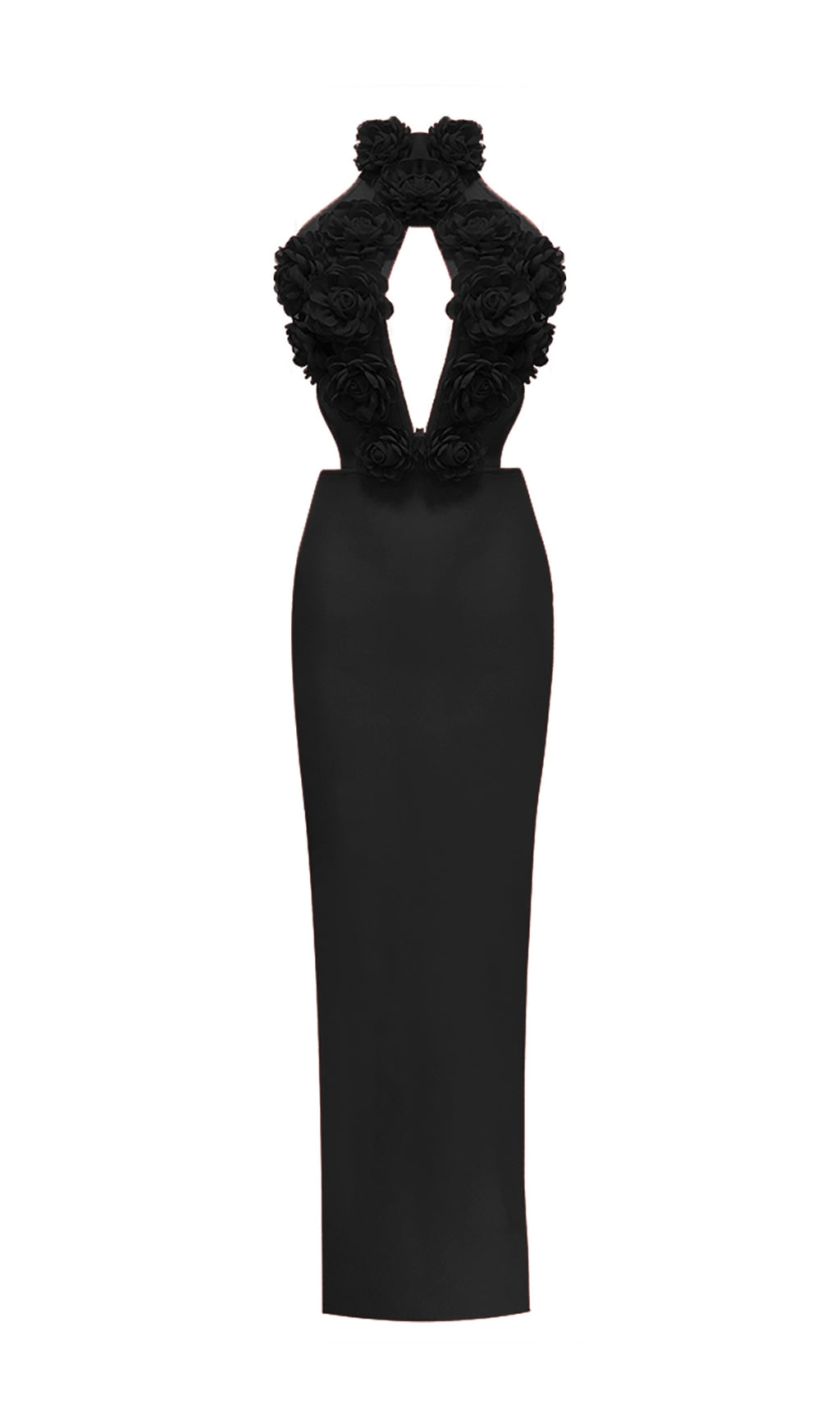 Black Halter Floral Maxi Dress