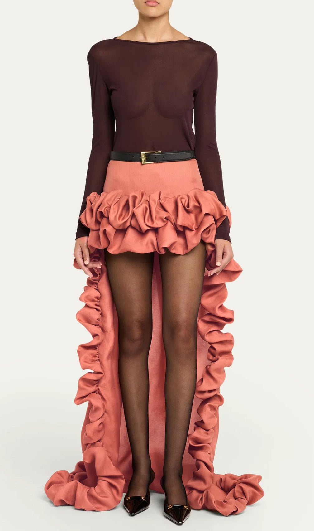 Jesper Dramatic Ruffle High-Low Maxi Skirt for Women