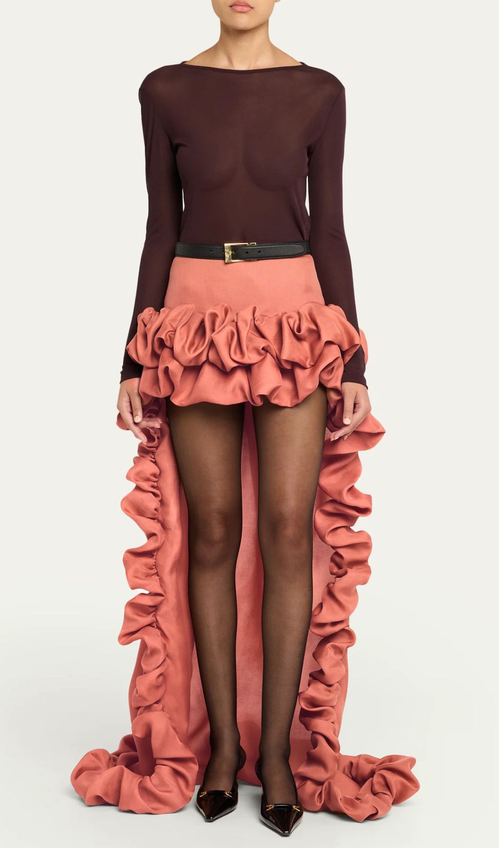 Jesper Dramatic Ruffle High-Low Maxi Skirt for Women