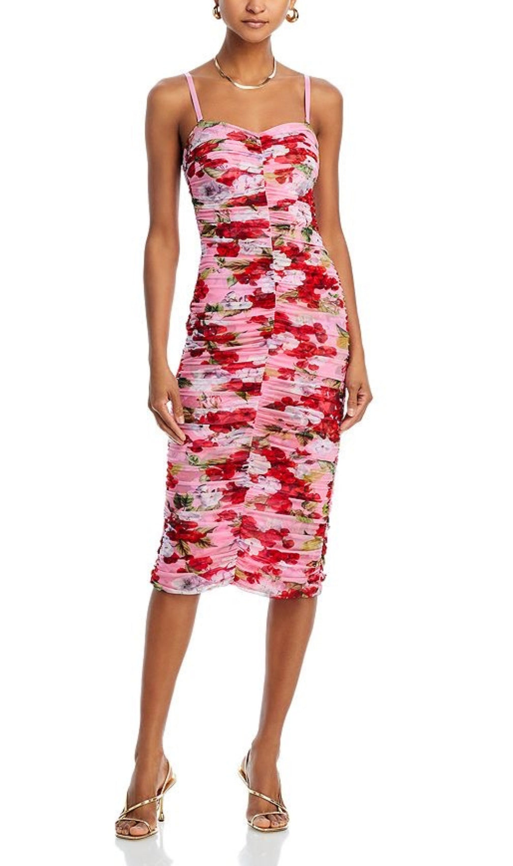 Baki Strapless Floral Ruched Midi Dress