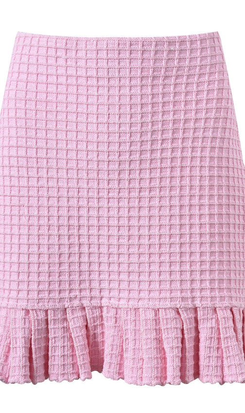 Arwen Pink Sequin Textured Knit Suit