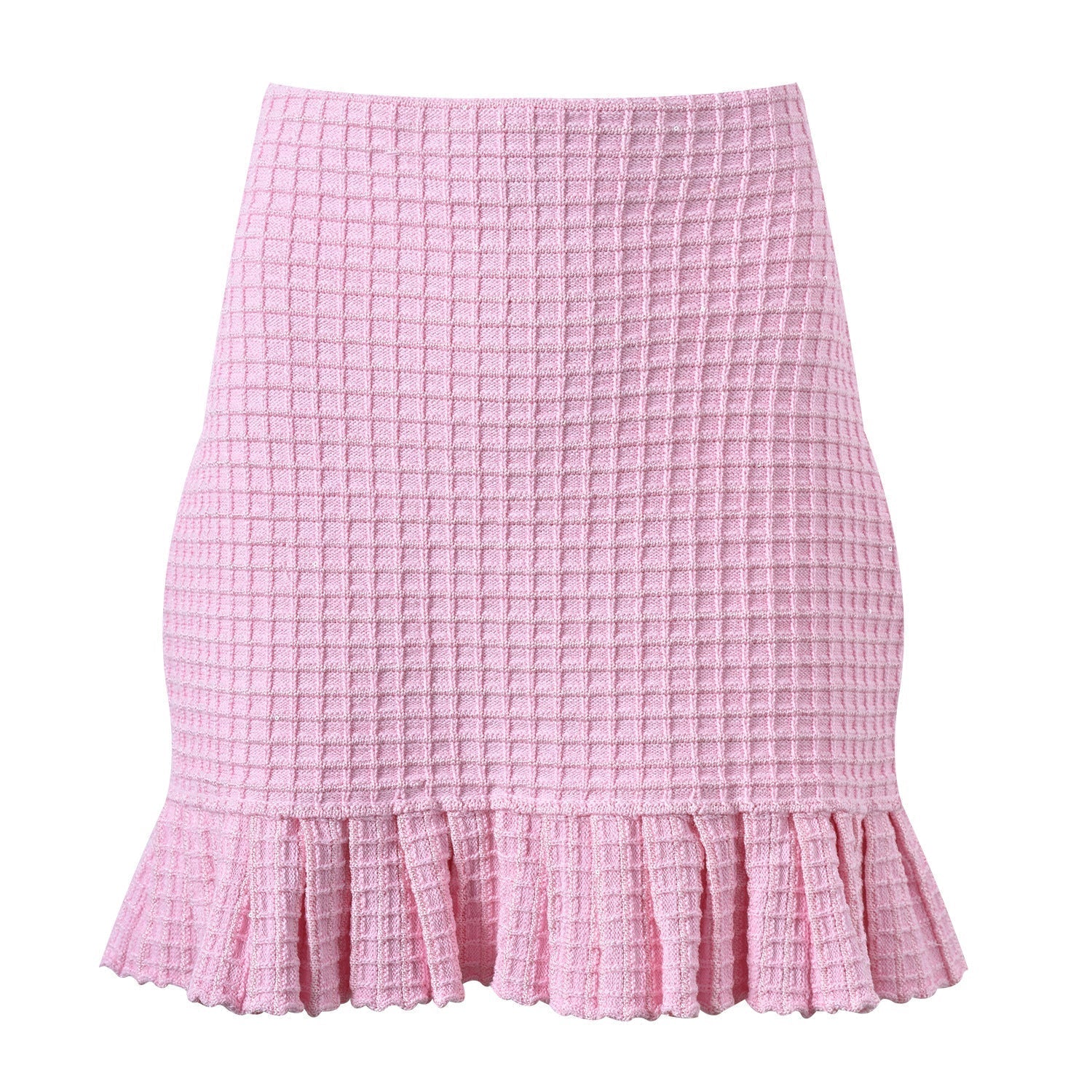 Arwen Pink Sequin Textured Knit Suit