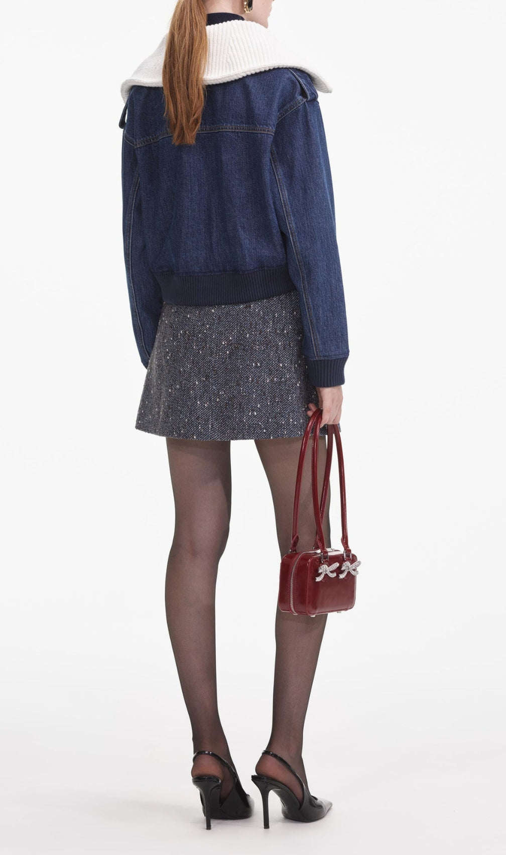 Denim Knit Collar Jacket