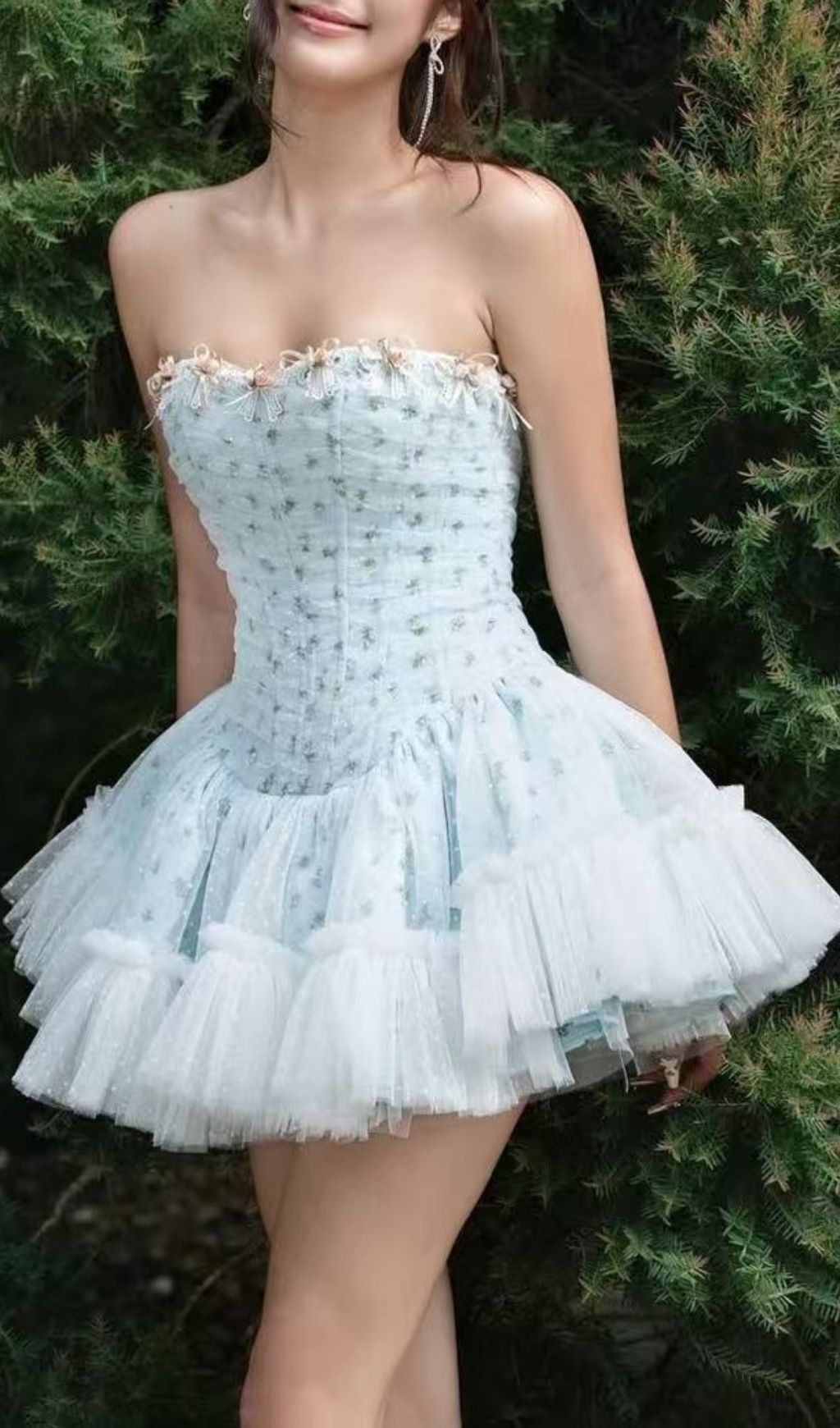 Jaylynn Blue Floral Corset Mini Dress: Whimsical Romance Meets Edgy Chic