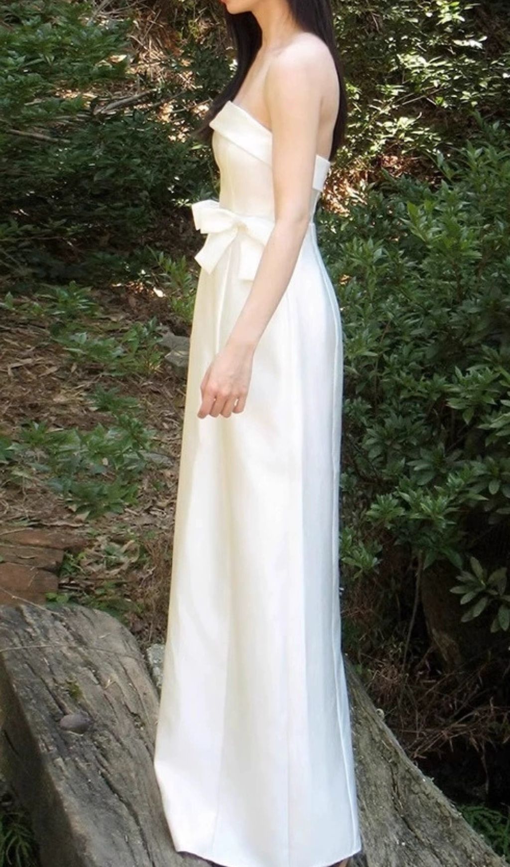 Fayruz White Strapless Bow Maxi Dress