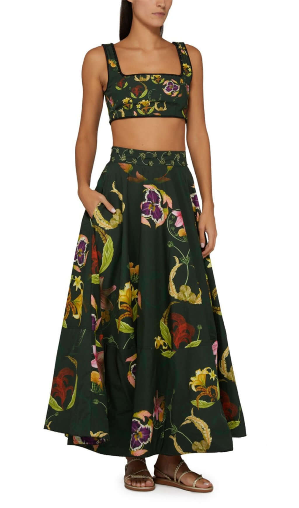 Betty Green Floral Skirt Maxi Set